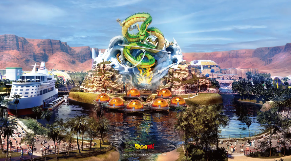 Visuel conceptuel du parc Dragon Ball Cergy Qiddiya.